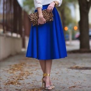 NY&CO teal blue pleated flare skirt size 10